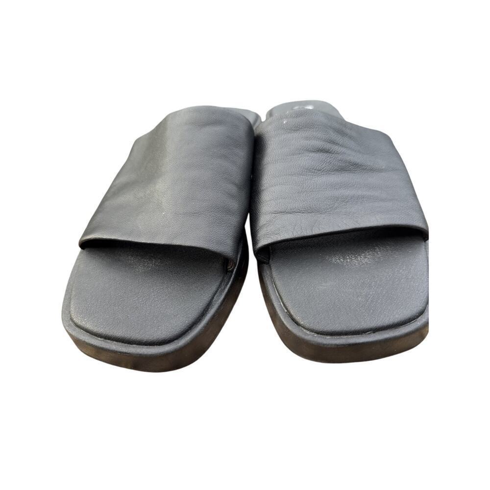 Steve Madden Sienna Sandal Slide Black Leather slip on shoes US 9 Women’s